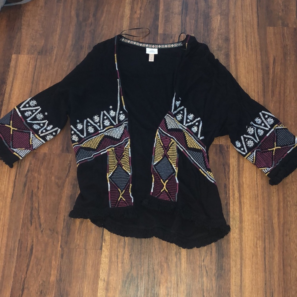 Black and printed shawl/kimono